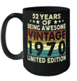 52 Years Of Being Awesome Vintage 1970 Limited Edition Mug 52nd Birthday Gift Mug
