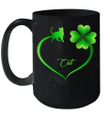 Cat Irish Shamrock St Patrick's Day Heart Mug
