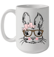 Easter Bunny Face Leopard Print Glasses Easter Gift Mug