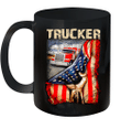 Truck Behind American Flag Trucker Love Graphic Tees Mug