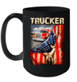 Truck Behind American Flag Trucker Love Graphic Tees Mug
