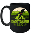 Vintage Retro 3 Kids Daddysaurus Dinosaur Lover Mug Funny Father's Day Gifts