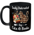 Easily Distracted By Cats And Books Funny Cat Gift mugs