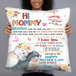 Hi Mommy, Grandma told me that you are Amazing Mother Pillow - Gifts for New Mom - Custom Baby's Name Hi Mommy Elephant Pillow - Mother's Day Gifts