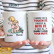 I Wanna See It Touch It Squeeze It Bite It - Personalized Butt Couple Mug - Gift For Couple