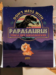 Vintage Papasaurus Personalized Blanket, Best Gift For Father