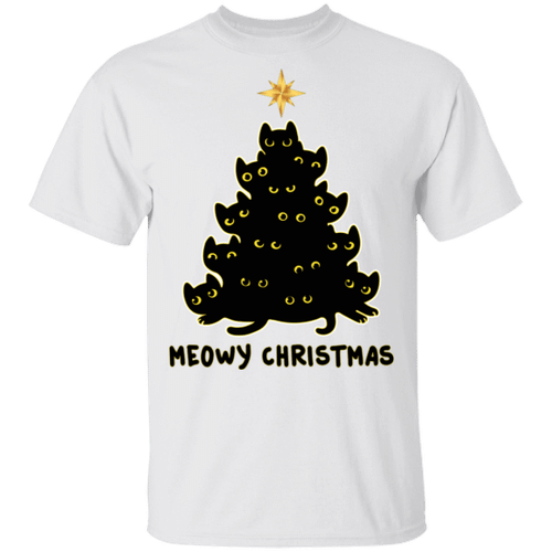 Black Cat Meowy Christmas Shirt
