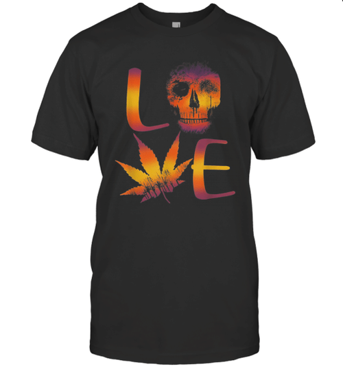 Love Weed Skull Cannabis Sugar Skull Shirt
