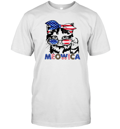 4th Of July Shirt Meowica Cat Sunglasses American Flag T Shirt
