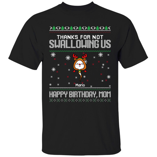 Thanks For Not Swallowing Us Christmas Mom Personalized Shirt Ugly Christmas Sweater Gift For Mom