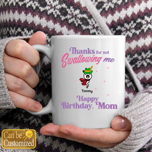 Thanks For Not Swallowing Us Happy Mother's Day - Family Personalized Custom Mug - Mother's Day, Birthday Gift For Mom