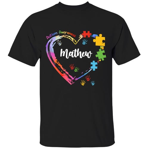 Personalized Autism Heart Colorful Custom Name T Shirt