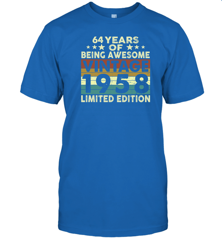 64 Years Of Being Awesome Vintage 1958 Limited Edition Shirt 64th Birthday Gift Shirt