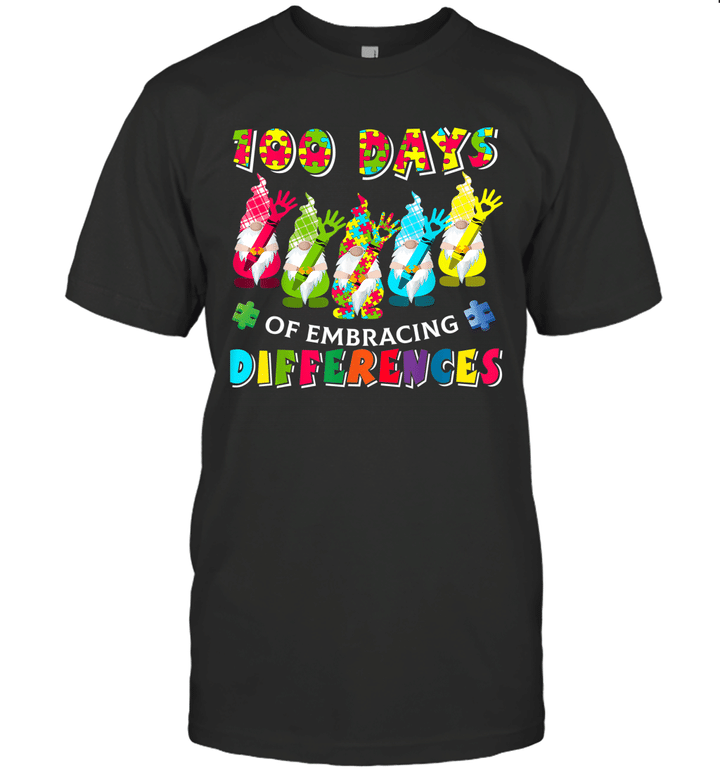 Autism Awareness Gnomes Of Embrace Differences 100 Days School Shirt
