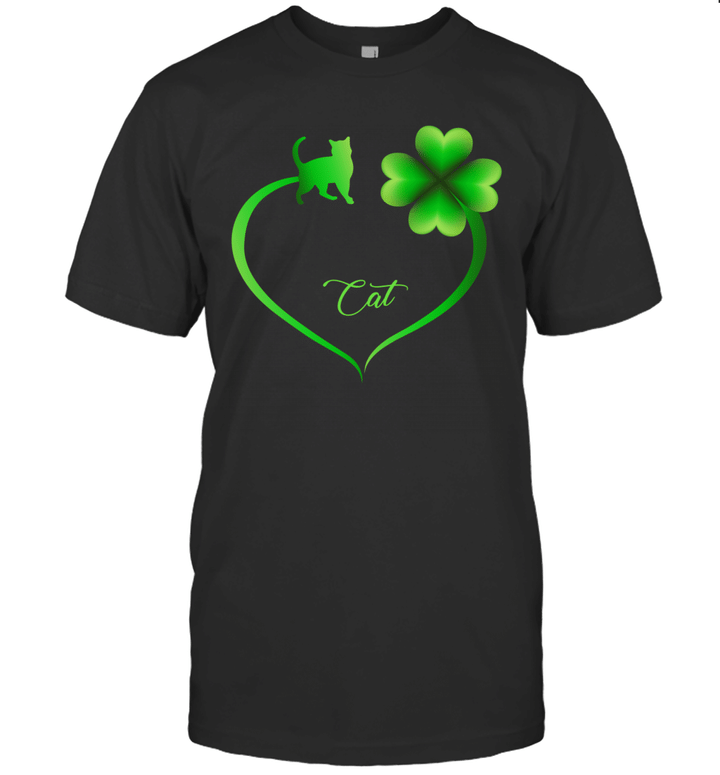 Cat Irish Shamrock St Patrick's Day Heart Shirt