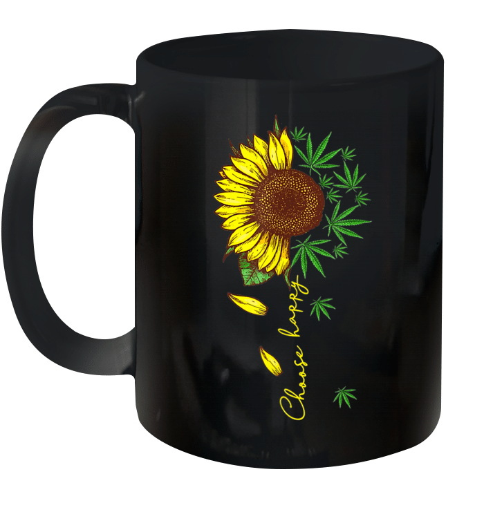 Choose Happy Sunflower And Weed Hippie Peace Mug