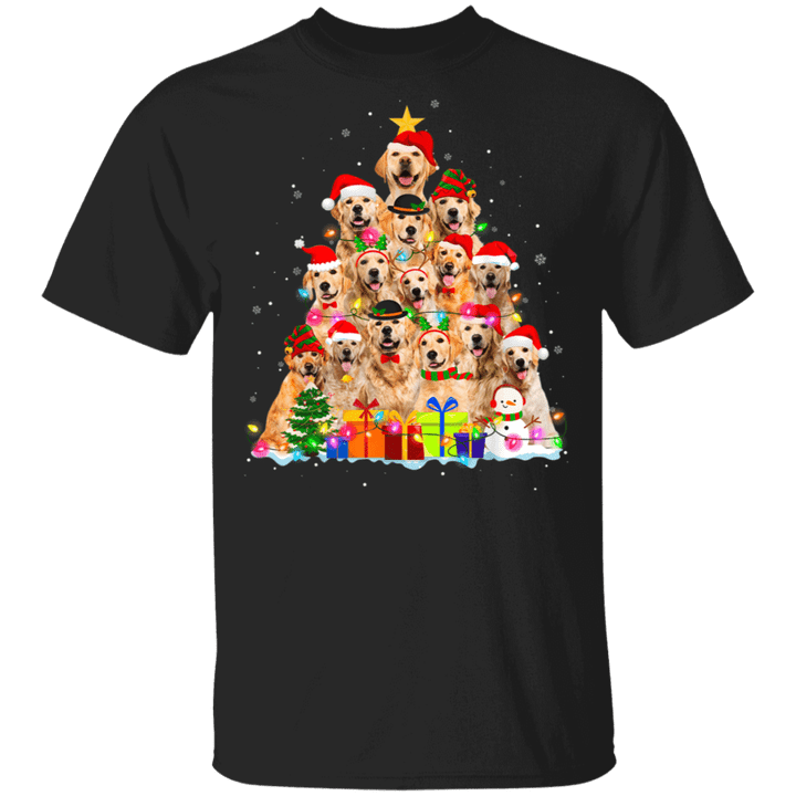 Christmas Pajama Golden Retrievers Tree Xmas Gift Dog Lover Shirt