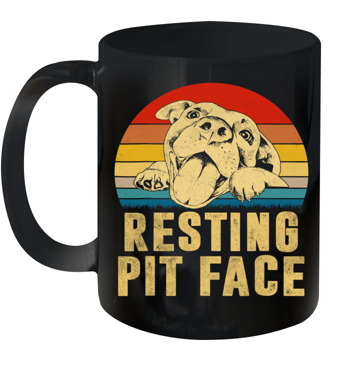 Dog Pitbull Resting Pit Face Vintage Mug