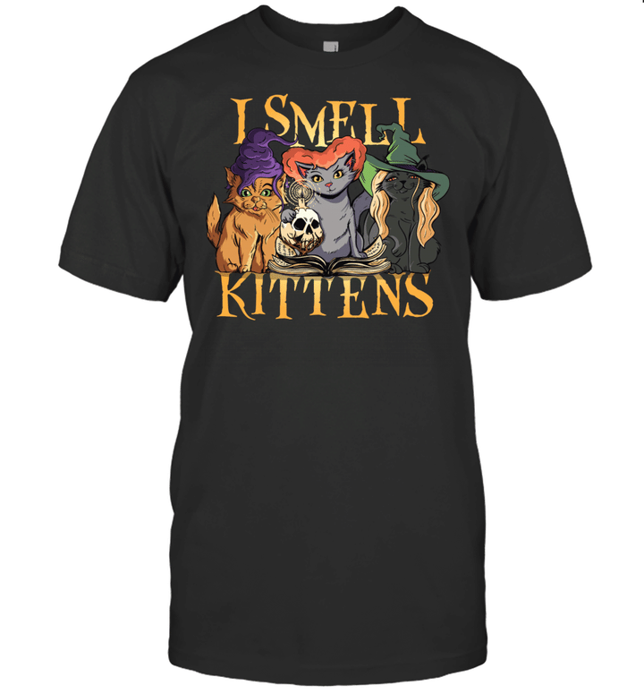 Halloween Witch Cats I Smell Kittens Funny Parody Shirt
