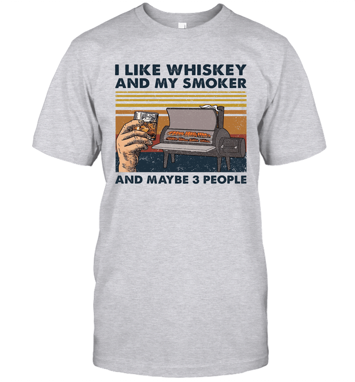 I Like Whiskey And My Smoker And Maybe 3 People Wine Vintage T-Shirt