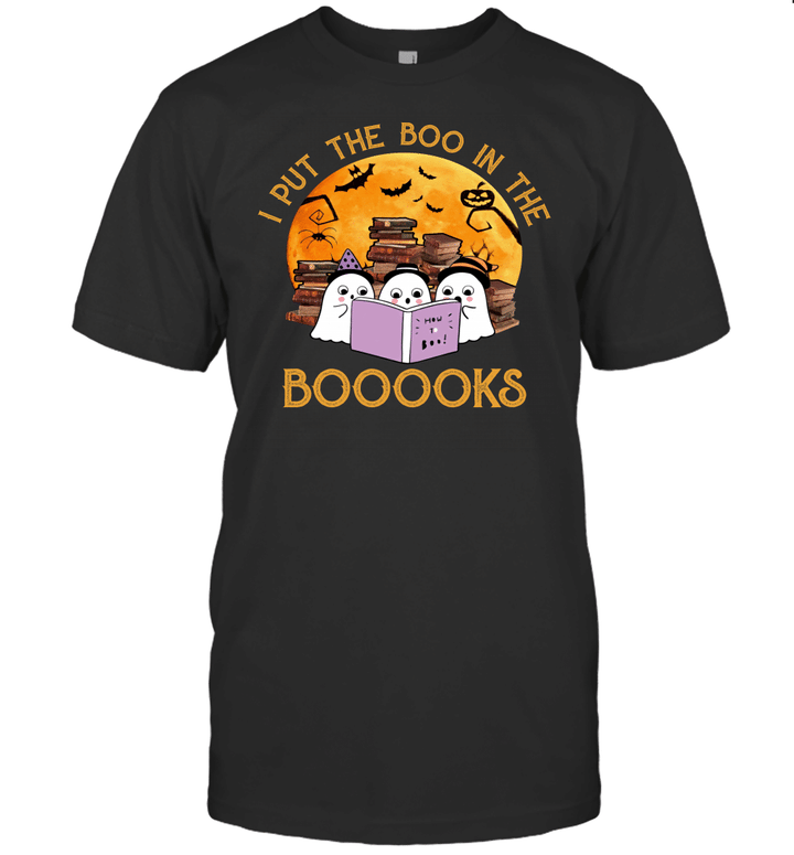 I Put The Boo In The Booooks Halloween Tee Boo Read Books Shirt