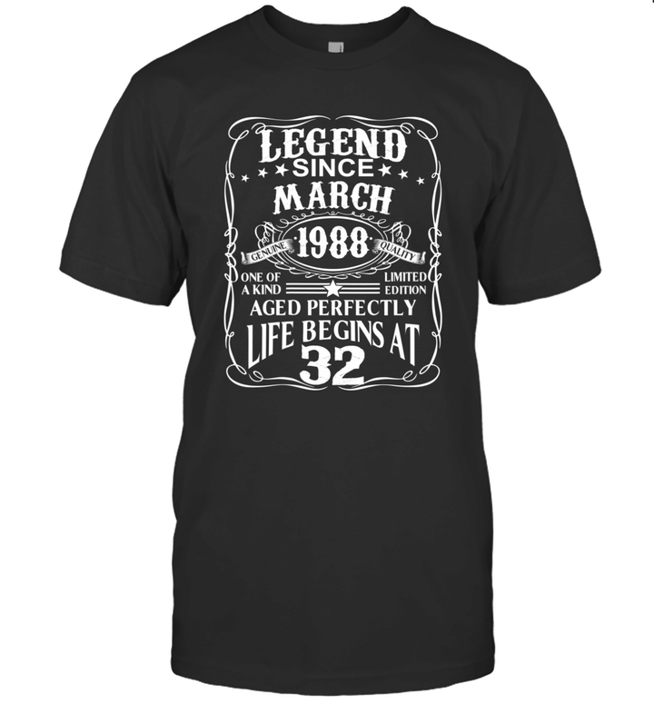 Legends Were Born In March 1988 Shirt 32nd Birthday Gift T-Shirt