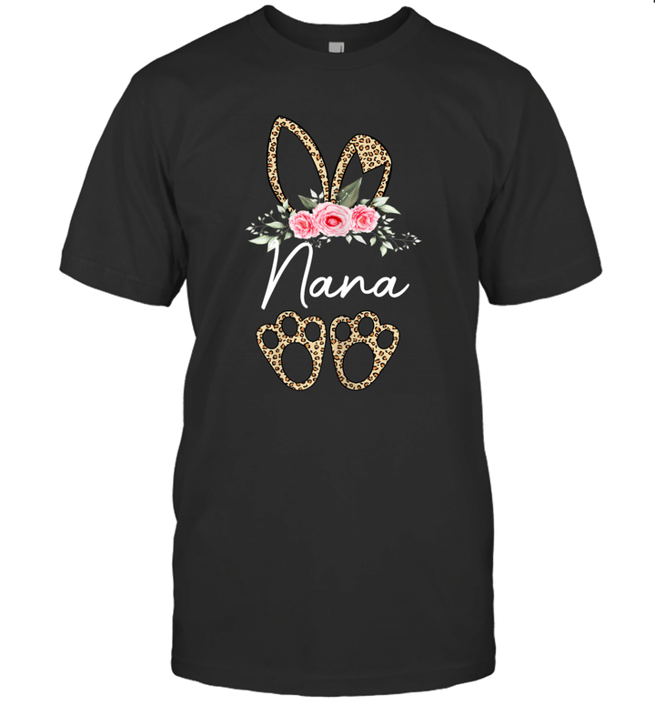 Leopard Bunny Nana Easter Day Rabbit Funny Happy Easter Day Shirt