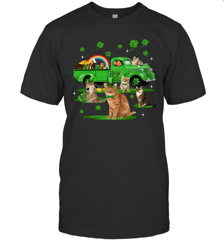 Leprechaun Driving Green Truck Cat St Patrick's Day Gift Shirt