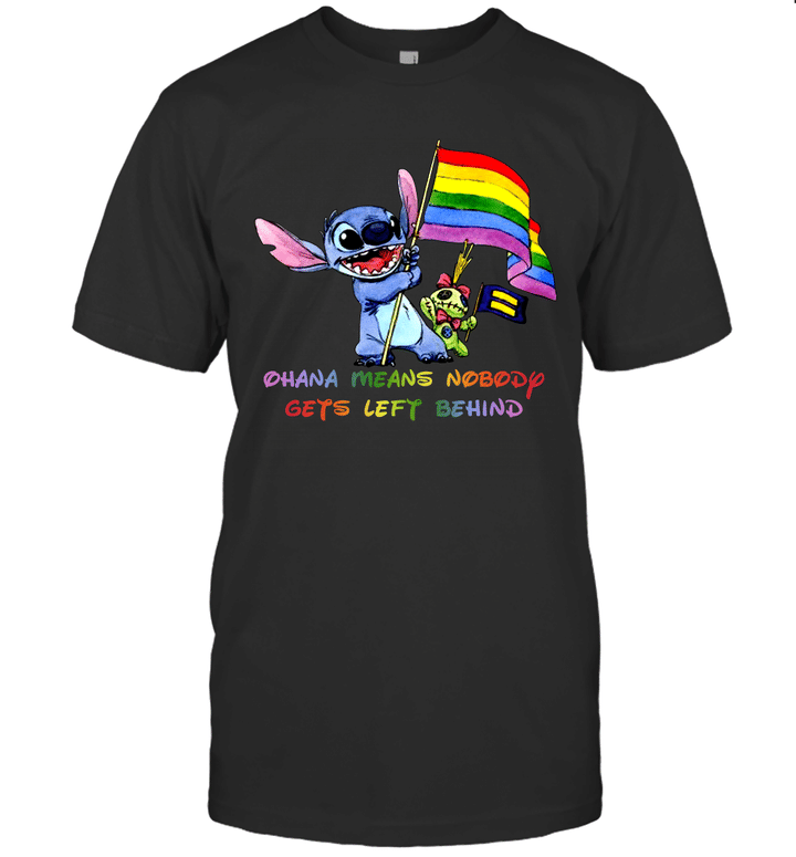 LGBT Stitch Ohana Means Nobody Gets Left Behind Shirt