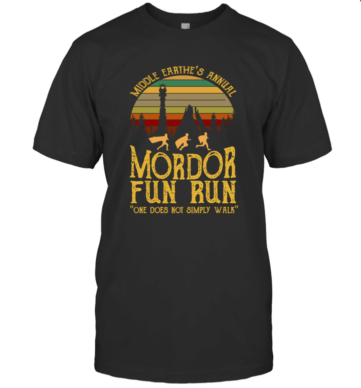 Middle Earth's Annual Mordor Fun Run One Does Not Simply Walk Vintage Shirt