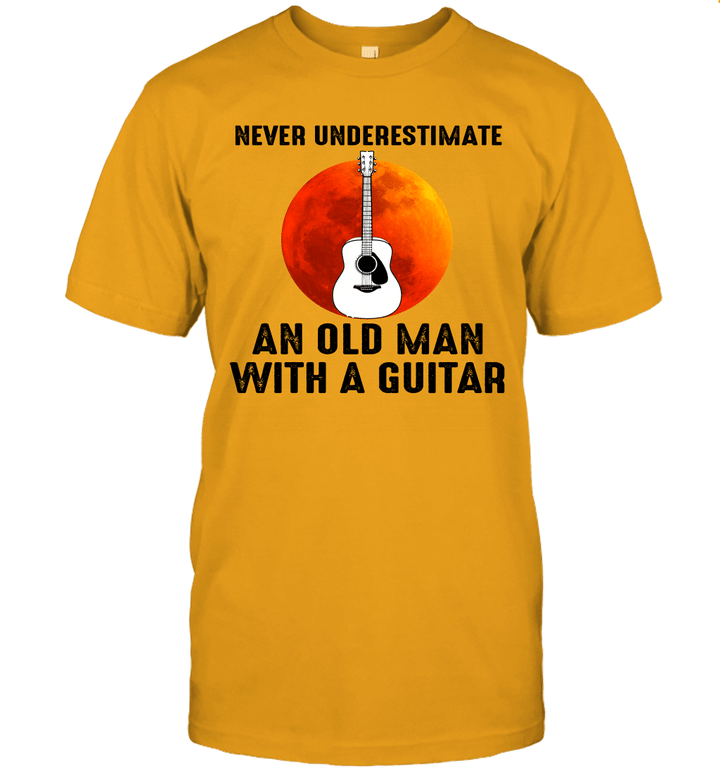 Never Underestimate And Old Man With A Guitar Shirt