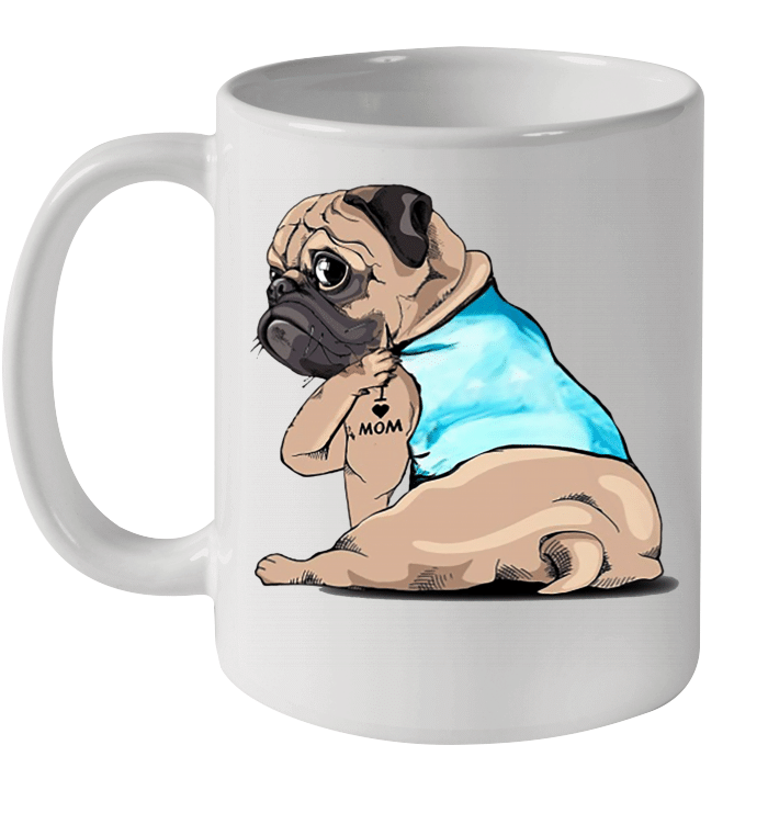 Pug Dog Tattoo I Love Mom Funny Mug Mother's Day Gift Coffee Mugs