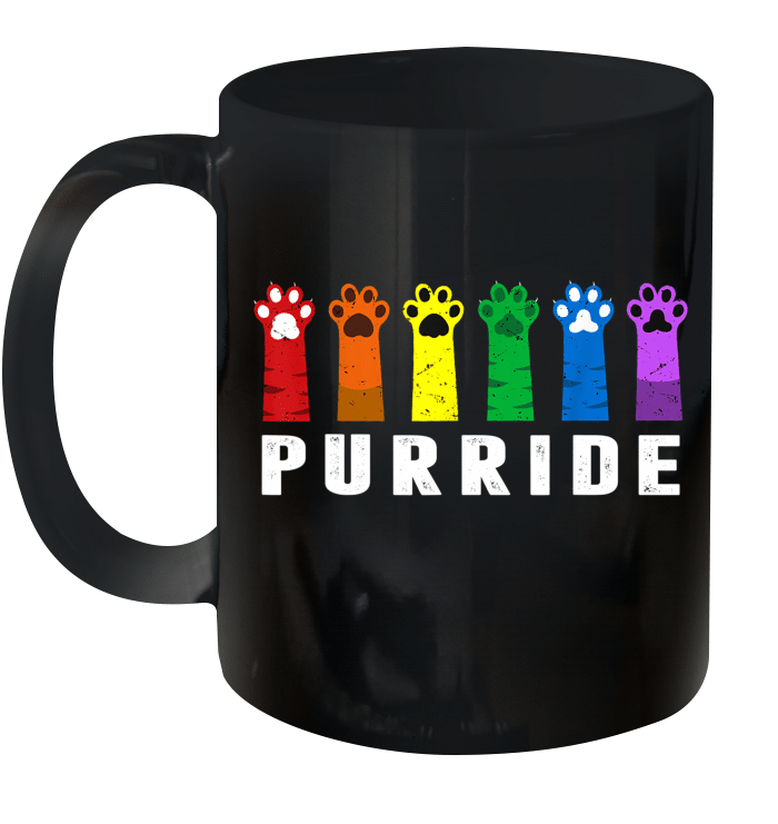 Purride Paw Cat Kitten Lgbt Gay Les Pride Rainbow Vintage Mug