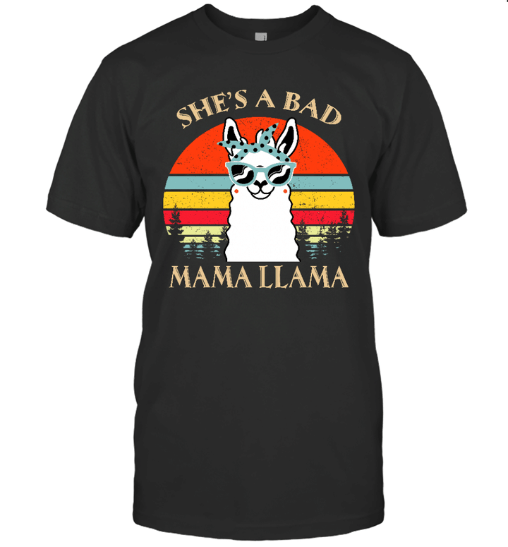 She's A Bad Mama Llama Vintage Funny Mother's Day Shirt