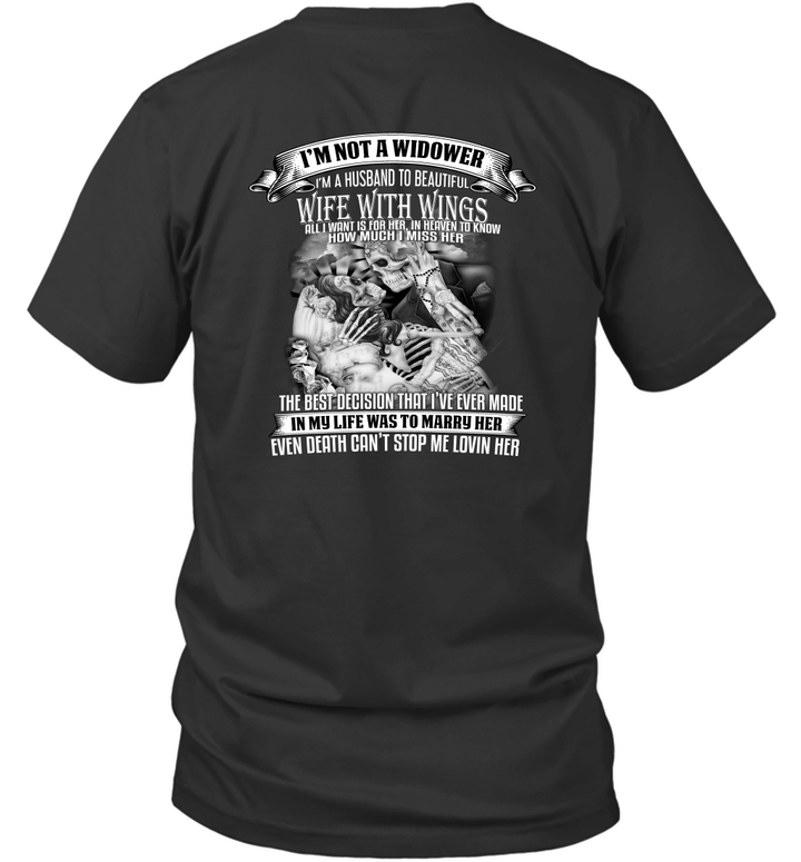 Skeletons I'm Not A Widower I'm A Husband To A Wife With Wings Graphic Tees Shirt