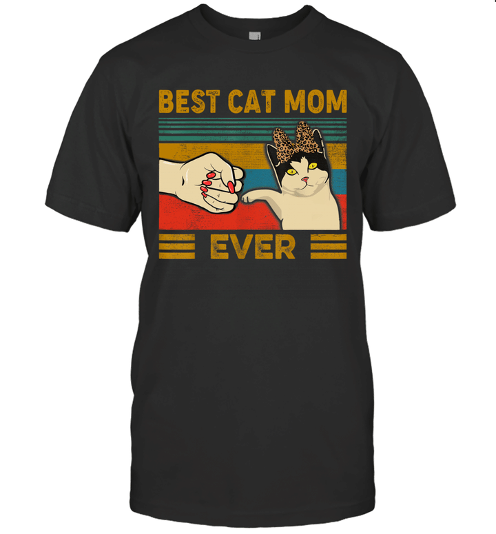 Vintage Best Cat Mom Ever Fist Bump Shirt