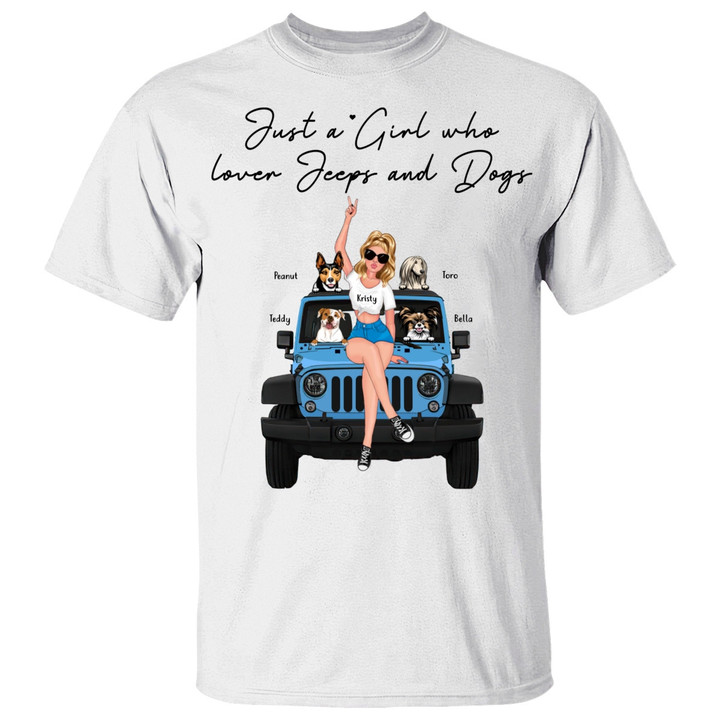 Just A Girl Who Loves Jeep And Dogs Personalized Shirt Custom Dog Lover