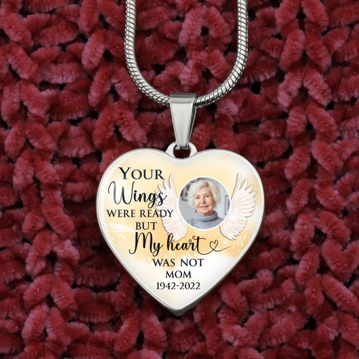 Your Wings Were Ready But My Heart Was Not Personalized Necklace - Custom Photo Luxury Heart Necklace