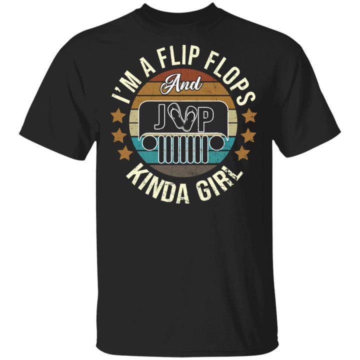 I’m A Flip Flops And Jeep Kinda Girl Vintage Graphic Tees Shirt