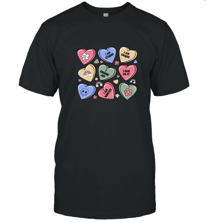 Teacher Valentine T Shirt, Women's Valentines Day Shirt, Retro Heart Shirts, Candy Hearts TShirt, Positive Affirmations Sweatshirt