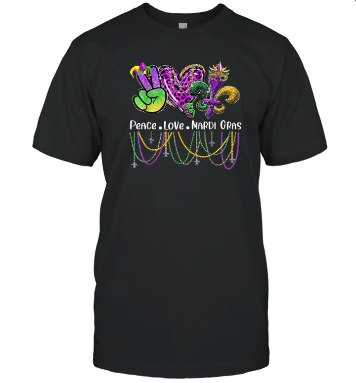 Peace Love Mardi Gras Leopard Heart Mardi Gras Festival Shirt