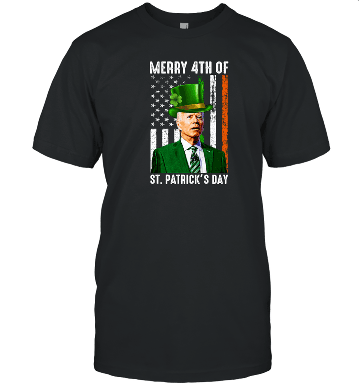 Merry 4th Of St Patrick's Day Joe Biden Leprechaun Hat T Shirt