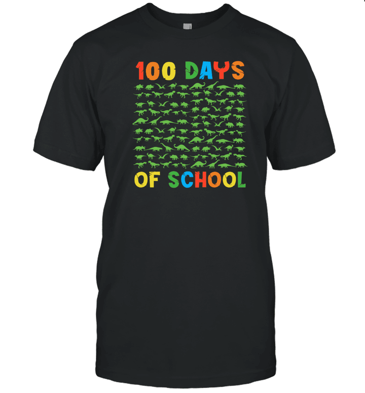 100 Days Of School 100th Day Dino Dinosaur Kids Shirt