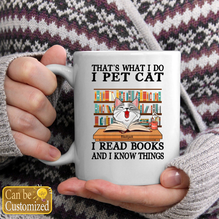 I Pet Cats I Read Books Personalized Mugs, Gift For Cat LoversI Pet Cats I Read Books Personalized Mugs, Gift For Cat Lovers