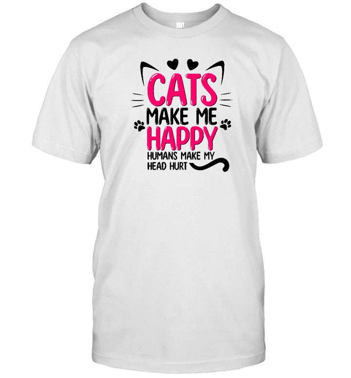 Cats Make Me Happy Humans Make My Head Hurt Shirt