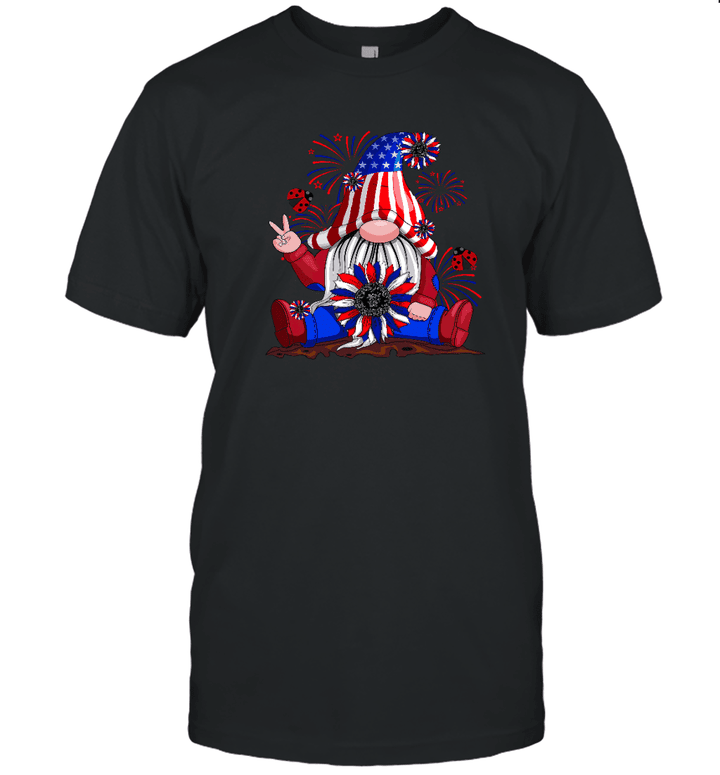 4th Of July American Flag Patriotic Gnome With Sunflower Shirt