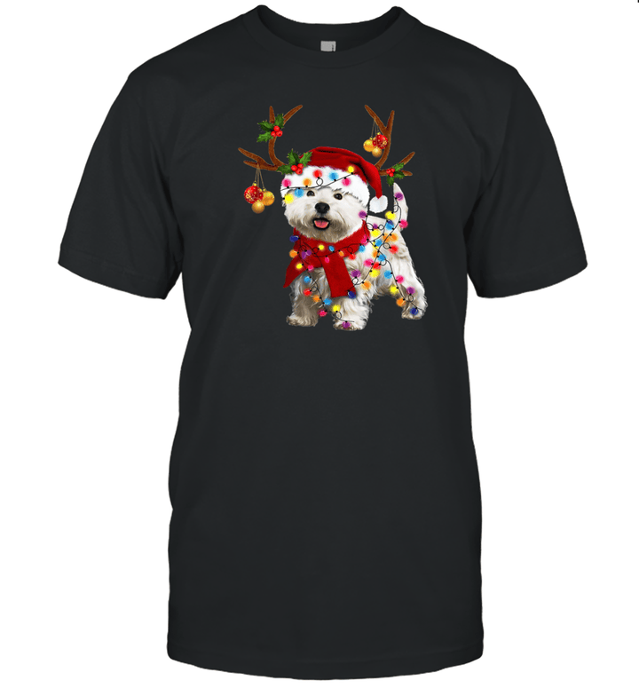 Westie Dog Gorgeous Reindeer Light Christmas Shirt