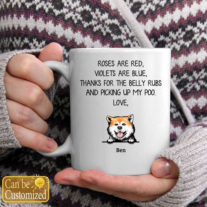 Roses are Red Violets Are Blue Personalized Mug, Custom Gift for Dog Lovers