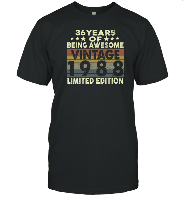 36 Years Of Being Awesome Vintage 1988 Limited Edition Shirt 36th Birthday Gifts Shirt
