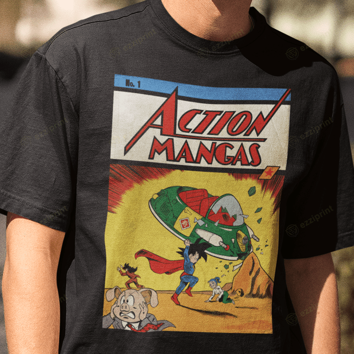 Action Mangas Dragon Ball Action Comics Mashup T-Shirt